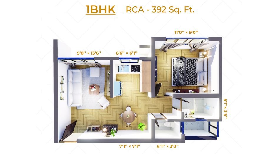 Mauli-Pride-FLoor-Plan-1 BHK-392 Sqft